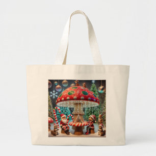 Jumbo Tote Bag: Weihnachts-Pilzdesign Stoffbeutel
