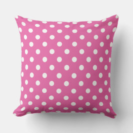 Jumbo White Polka Dots auf Himbeerrosa Kissen