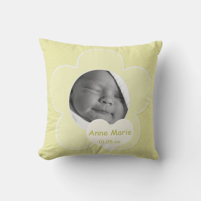 Jumbo Yellow Polka Dot Baby Photo Coussin (Recto)