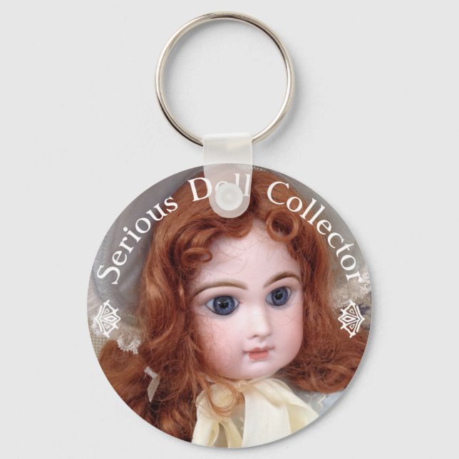 Jumeau Antique Doll Collector 3" Button Button Schlüsselanhänger (Vorderseite)