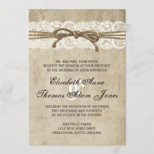 Jumelle d'élégance Vintage sur dentelle Faire-part