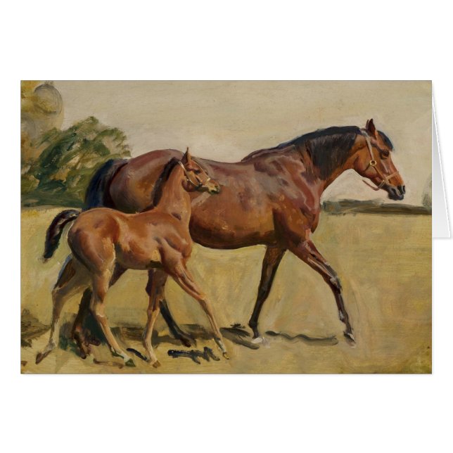 Jument et poulain par Munnings (Devant horizontal)