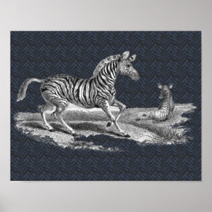 Jument vintage de zèbre d'art et affiche d'animal 