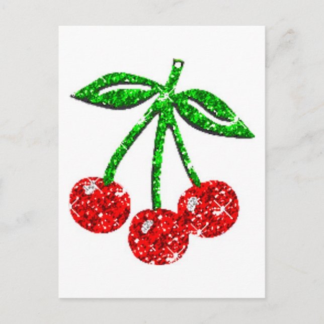 JUMMY CHERRIES GLITZER GRAPHICS FOODS OBST POSTKARTE (Vorderseite)