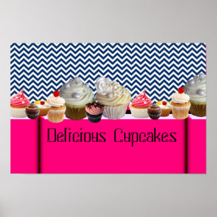 JUMMY CUPCAKES DESERT SHOP/ BLAUWEISS ZICKZACK POSTER