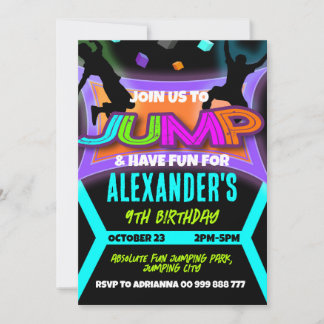 Jump Birthday, Bounce House Trampolin Park Boy Einladung