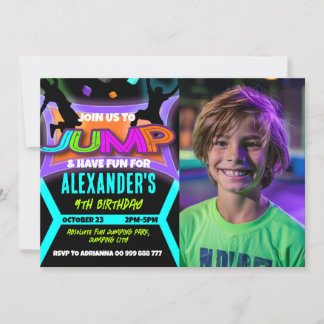 Jump Birthday Bounce House Trampolin Park Foto Einladung