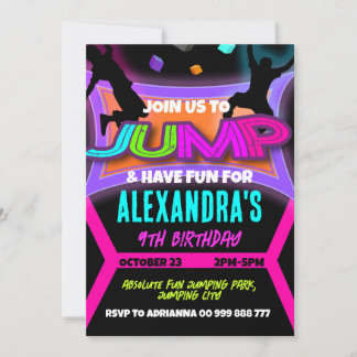 Jump Birthday, Bounce House Trampolin Park Girl Einladung