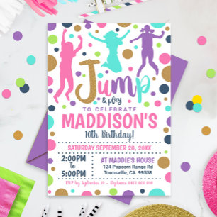 Jump Birthday Einladung Girl Jump Trampolin