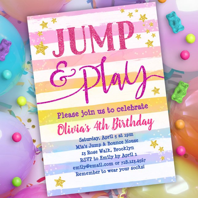 Jump Birthday Invitation Girls Jump & Play Party Einladung (Von Creator hochgeladen)