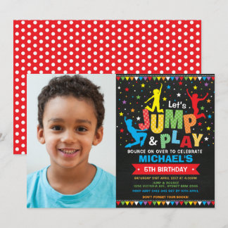 Jump Birthday Party Trampolin Bounce House Einladung