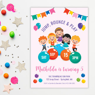 Jump Bounce Play Indoor Playground Geburtstagspart Einladung