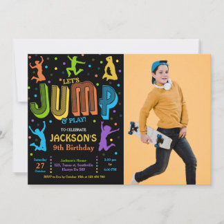 Jump Foto Birthday Trampolin Party Einladung
