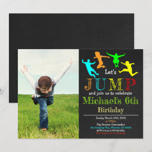 Jump Gymnastik Drehte Chalkboard Boy Birthday Einladung
