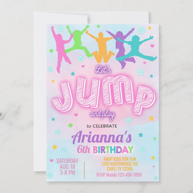 JUMP invitation d'anniversaire fille, sautons invi (Devant)