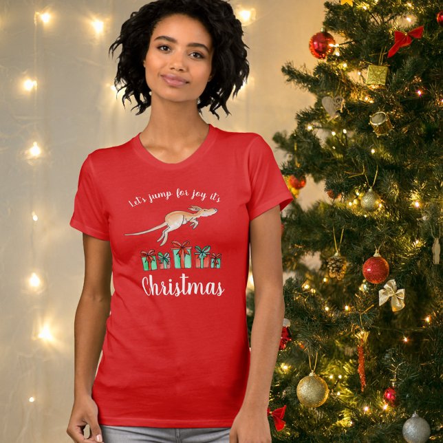 Jump of joy Kangaroo Weihnachts-T - Shirt (Von Creator hochgeladen)