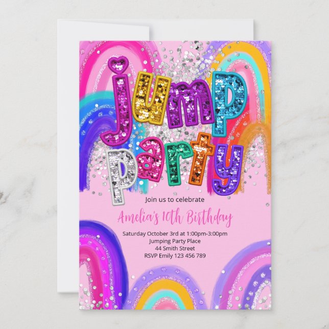 Jump Party Birthday Any Age Party Invitation Einladung (Vorderseite)