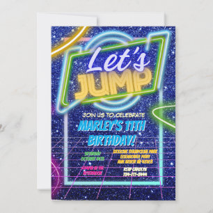 Jump Party Bounce Neon Trampolin Park Einladung