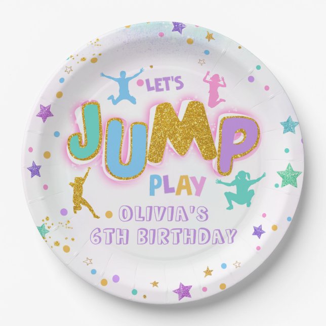 Jump Play Birthday Jump Trampolin Paper Plate Pappteller (Vorderseite)