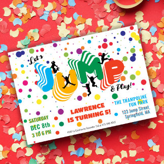 Jump Play Trampolin Park Party Kindergeburtstag Einladung