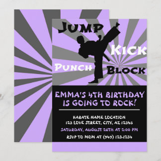 Jump Punch Kick Block Karate Party Geburtstag Einladung