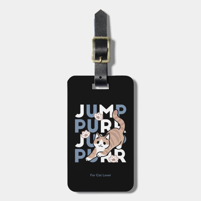 Jump Purr Jump: Spielerisches Cat Design mit Spaß  Gepäckanhänger (Vorderseite vertikal)
