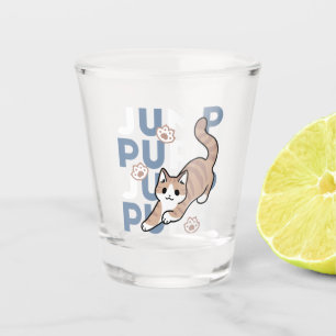 Jump Purr Jump: Spielerisches Cat Design mit Spaß Schnapsglas