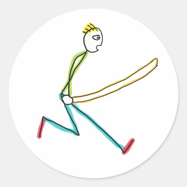 Jump Rope Skipping Stickman Runder Aufkleber (Vorderseite)