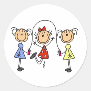 Jump Roping-Strichmännchen Runder Aufkleber