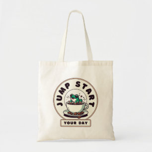 Jump Start Your Day Niedlich Frosch & Coffee Totbe Tragetasche