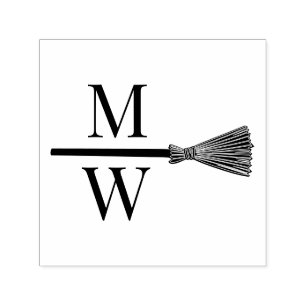 Jump the Broom D Couple Wedding 2 Initial Monogram Permastempel