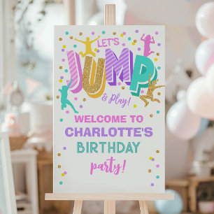 Jump Trampoline Affiche de bienvenue d'anniversair