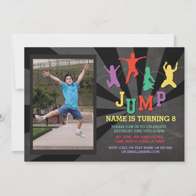Jump Trampoline Anniversaire Invitation photo (Devant)