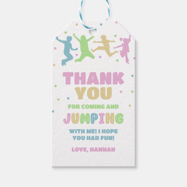 Jump Trampoline Park Geburtstag Party Gefallen Geschenkanhänger (Vorderseite)