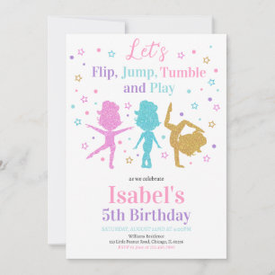 Jump Tumble Gymnastik Geburtstag Einladung
