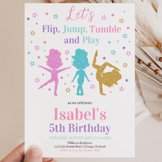 Jump Tumble Gymnastik Geburtstag Einladung