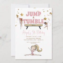 Jump & Tumble Gymnastik Geburtstagsparty Pink Einladung