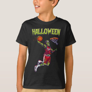 Jump Zombie Bysketbyll Dunk Player Halloween Pumpk T-Shirt