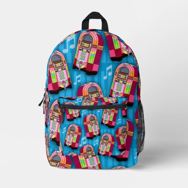 Jumpin Jukeboxes Fun Fiftes Happy Pattern Bedruckter Rucksack (Vorderseite)