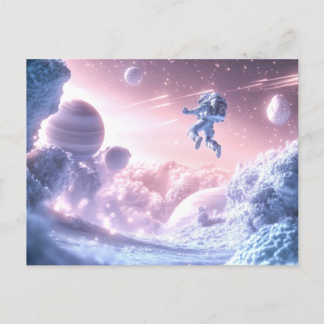 Jumping Astronaut Postkarte (Vorderseite)