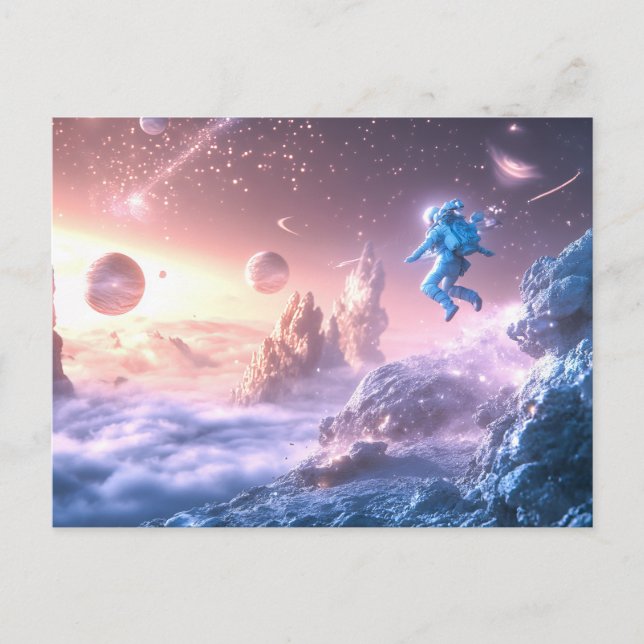 Jumping Astronaut Postkarte (Vorderseite)