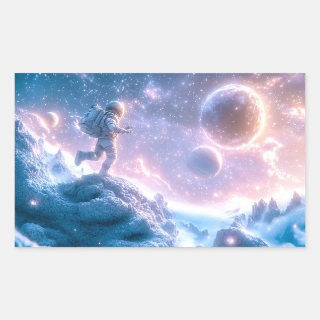 Jumping Astronaut Rechteckiger Aufkleber (Vorderseite)
