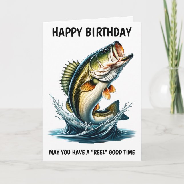 Jumping Bass Bonne Carte Anniversaire Pour Le Pêch (Devant)