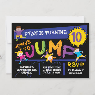 Jumping Bounce Neon Invitation à la fête d'anniver