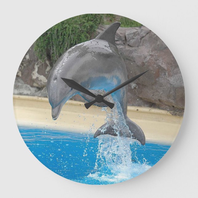 Jumping Dolphin Große Wanduhr (Vorderseite)
