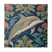 Jumping Dolphin William Morris Stil Direkt gegenüb