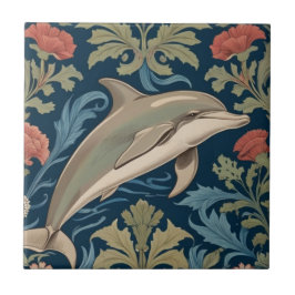 Jumping Dolphin William Morris Stil Direkt gegenüb Fliese