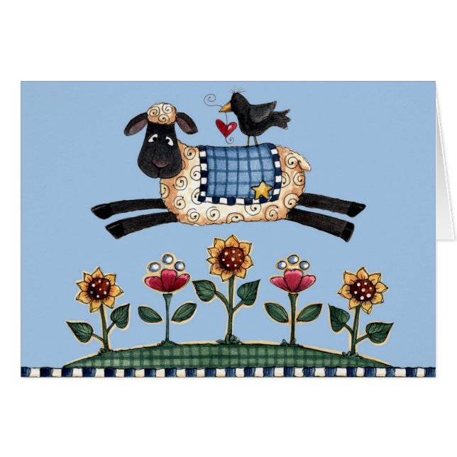 Jumping Ewe - Blank Card (Vorderseite (Horizontal))
