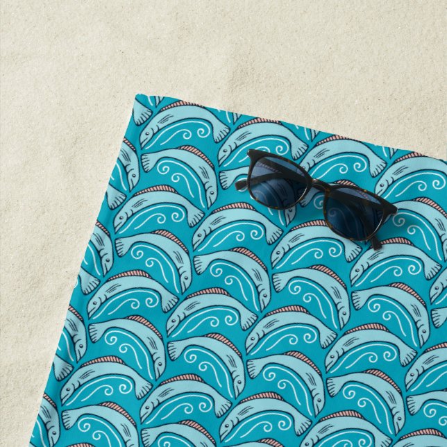 Jumping Fish Blue Beach Handtuch (Beispiel)