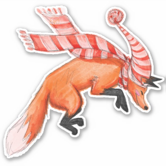 Jumping Fox Sticker (Vorderseite)